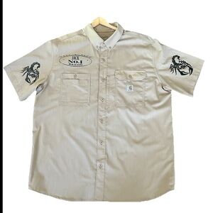Carhartt Force Ridgefield 2XL Relaxed Fit Short Sleeve Button Up khaki Color